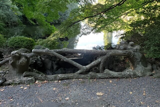 新宿御苑の擬木橋｜日本初の木を模した橋
