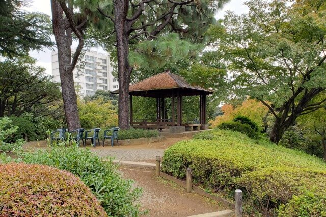 旧古河庭園の展望台｜日本庭園を眺めながら休息できます